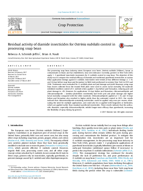 (PDF) Residual activity of diamide insecticides for Ostrinia nubilalis ...