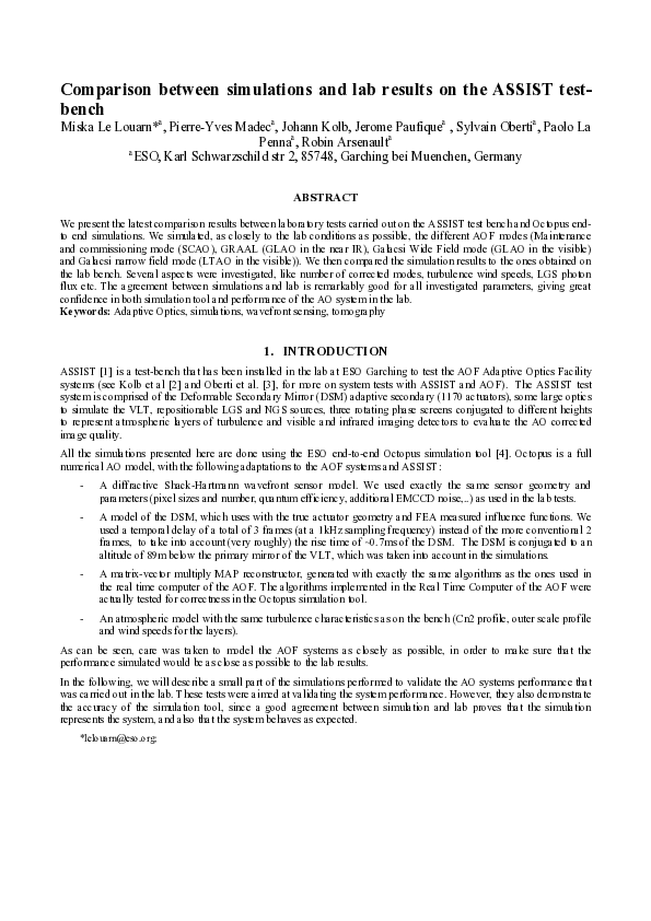 (PDF) Comparison between simulations and lab results on the ASSIST test ...