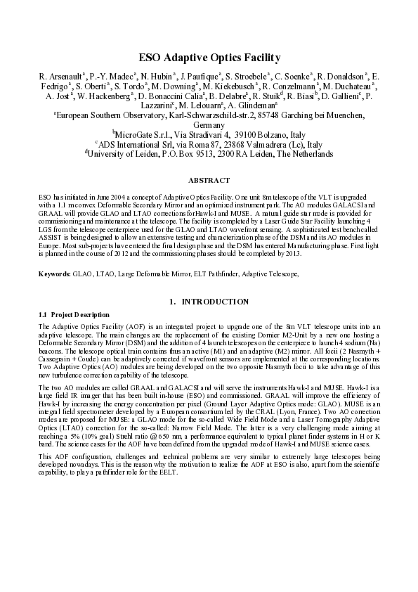 (PDF) ESO adaptive optics facility