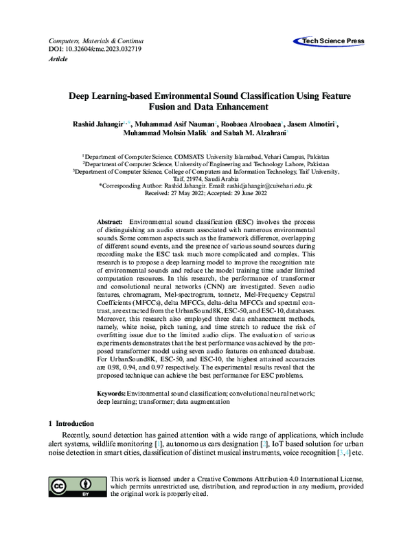 (PDF) Deep Learning-based Environmental Sound Classification Using ...