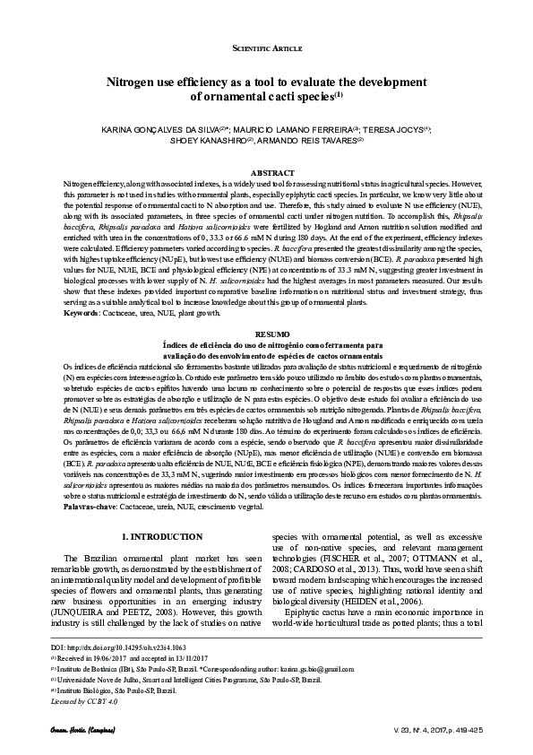 (PDF) Nitrogen use efficiency as a tool to evaluate the development of ...