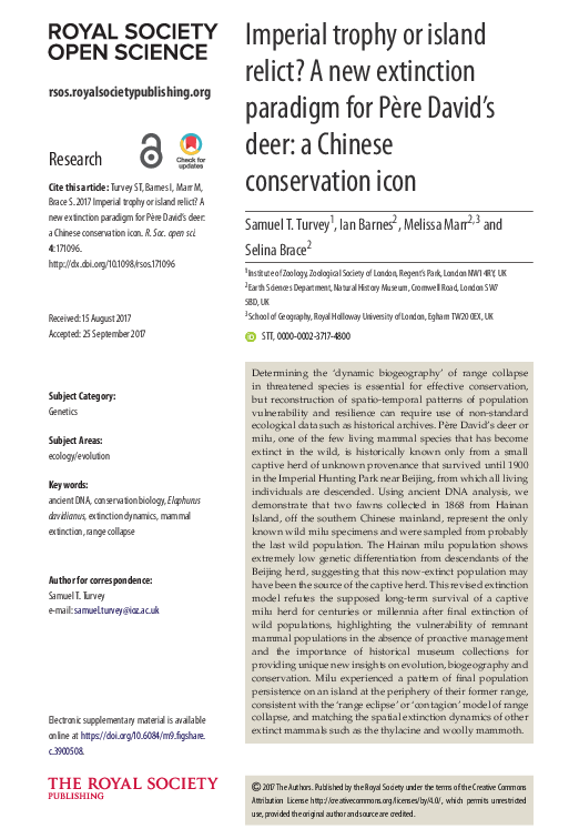 (PDF) Imperial trophy or island relict? A new extinction paradigm for ...