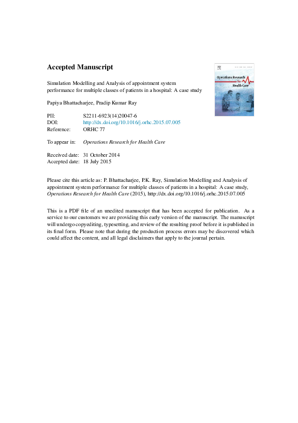  pdf simulation modelling and analysis of appointment system