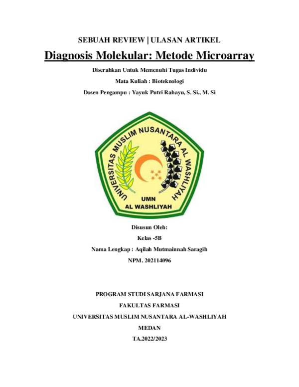 (PDF) Diagnosis Molekular: Metode Microarray
