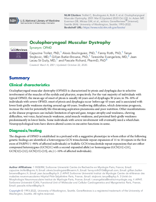 (PDF) Oculopharyngeal Muscular Dystrophy