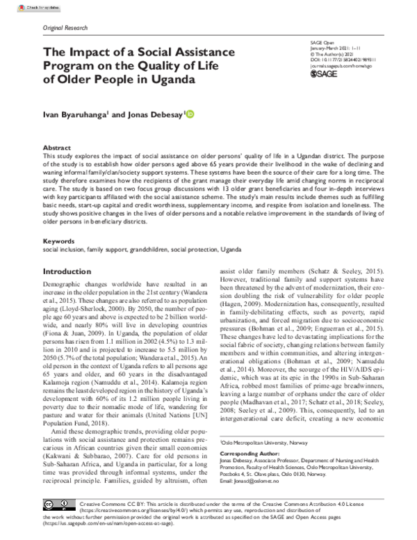 (PDF) The Impact of a Social Assistance Program on the Quality of Life ...