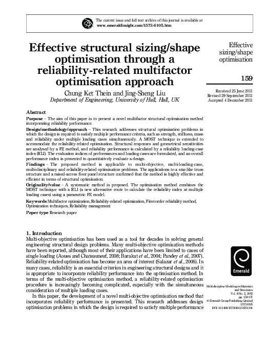 (PDF) Effective structural sizing/shape optimisation through a ...