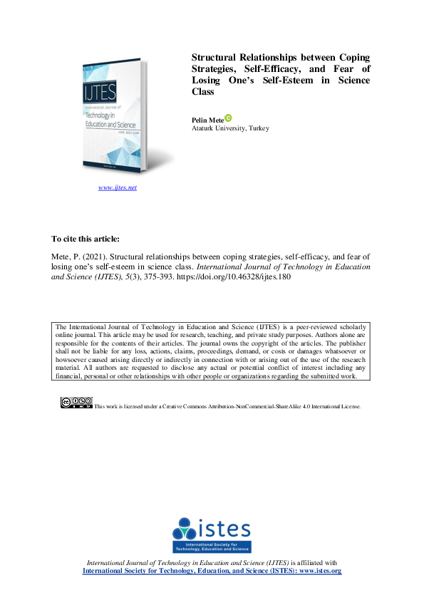 (PDF) Structural Relationships between Coping Strategies, Self-Efficacy ...
