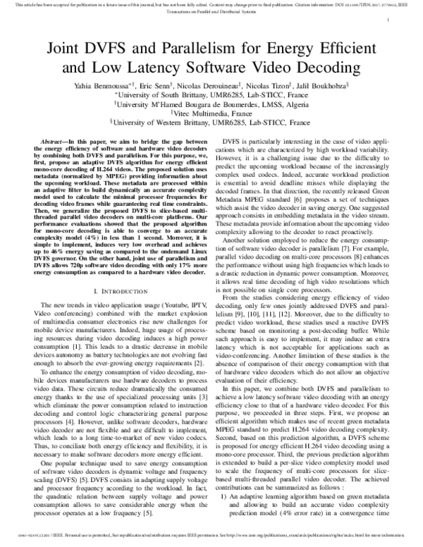 (PDF) Joint DVFS and Parallelism for Energy Efficient and Low Latency ...