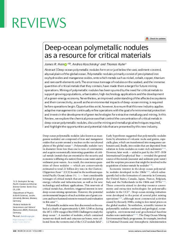 PDF) Deep-ocean polymetallic nodules as a resource for critical 