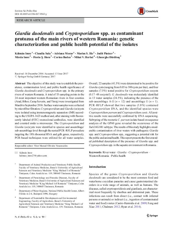 (PDF) Giardia duodenalis and Cryptosporidium spp. as contaminant ...