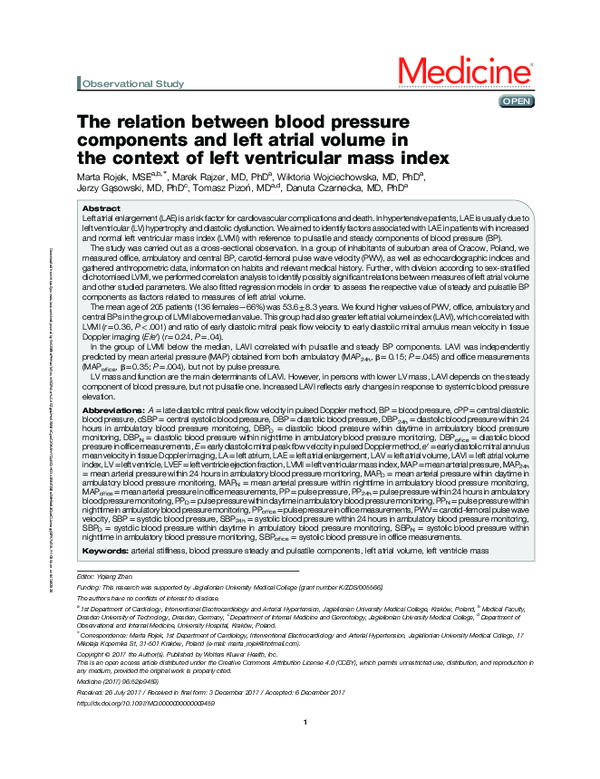 (PDF) The relation between blood pressure components and left atrial ...