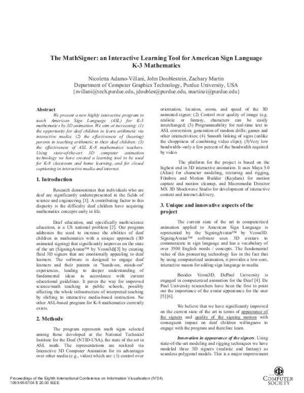 (PDF) The MathSigner: an interactive learning tool for American sign ...