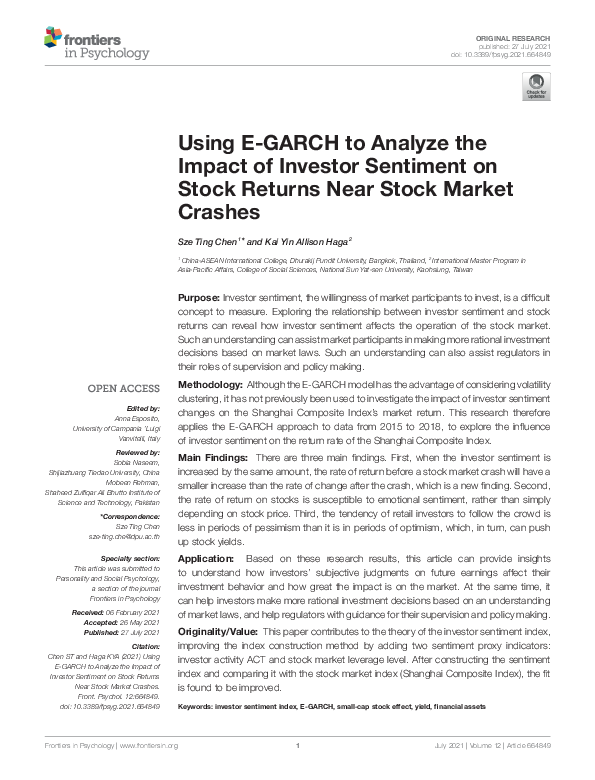 (PDF) Using E-GARCH to Analyze the Impact of Investor Sentiment on ...
