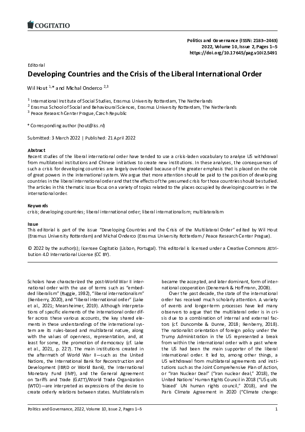 (PDF) Developing Countries and the Crisis of the Liberal International ...