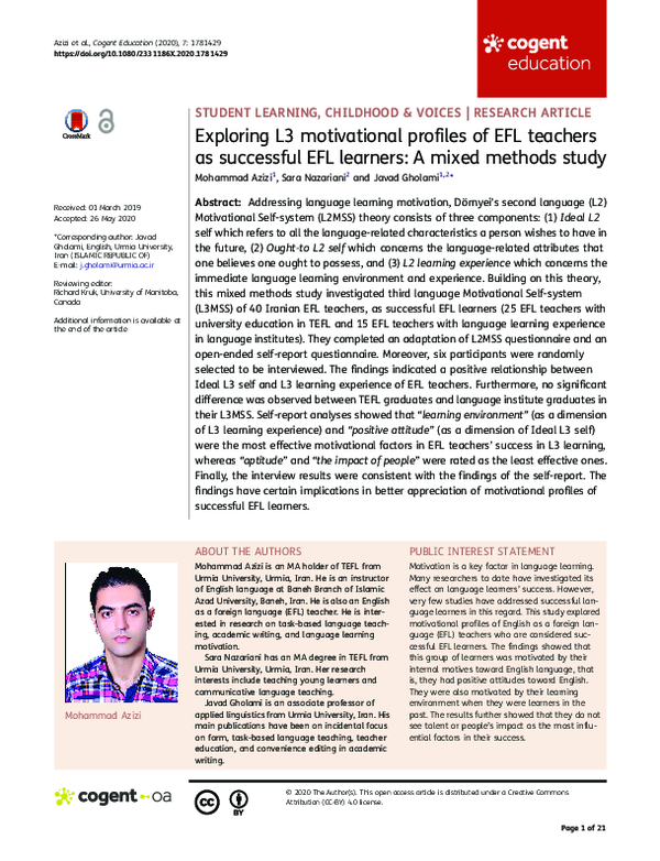 (PDF) Exploring L3 motivational profiles of EFL teachers as successful ...