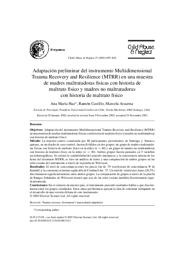 (PDF) Adaptación preliminar del instrumento Multidimensional Trauma ...