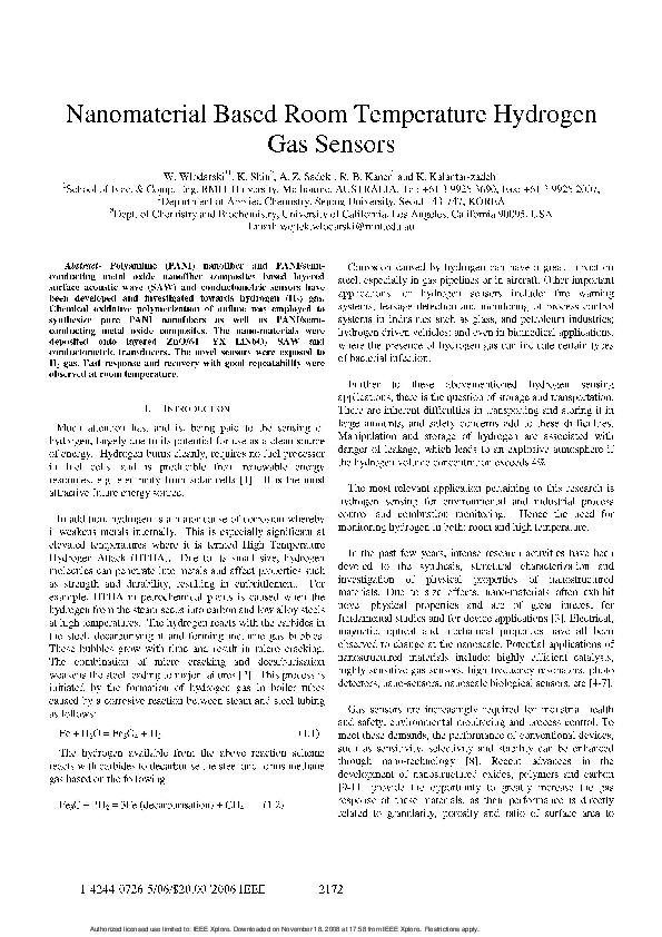 (PDF) Nanomaterial Based Room Temperature Hydrogen Gas Sensors