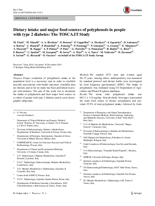 (PDF) Dietary intake and major food sources of polyphenols in a Spanish ...