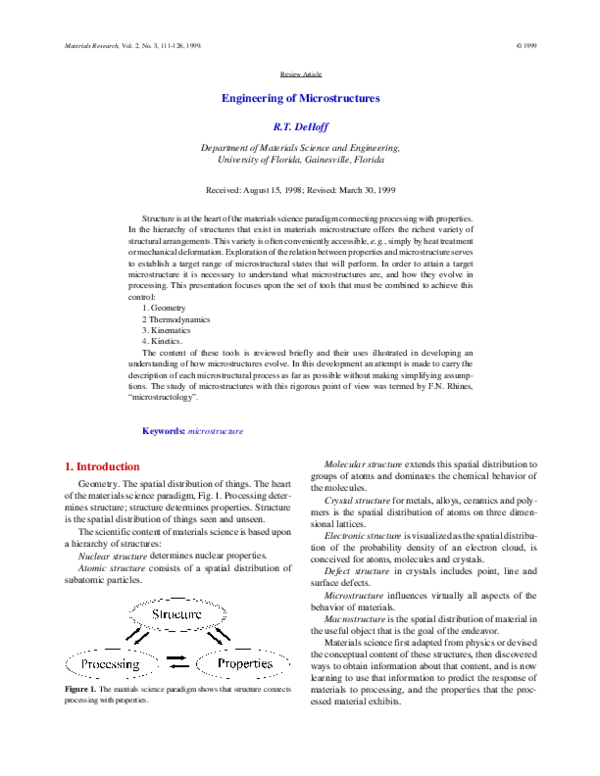 (PDF) Engineering of microstructures