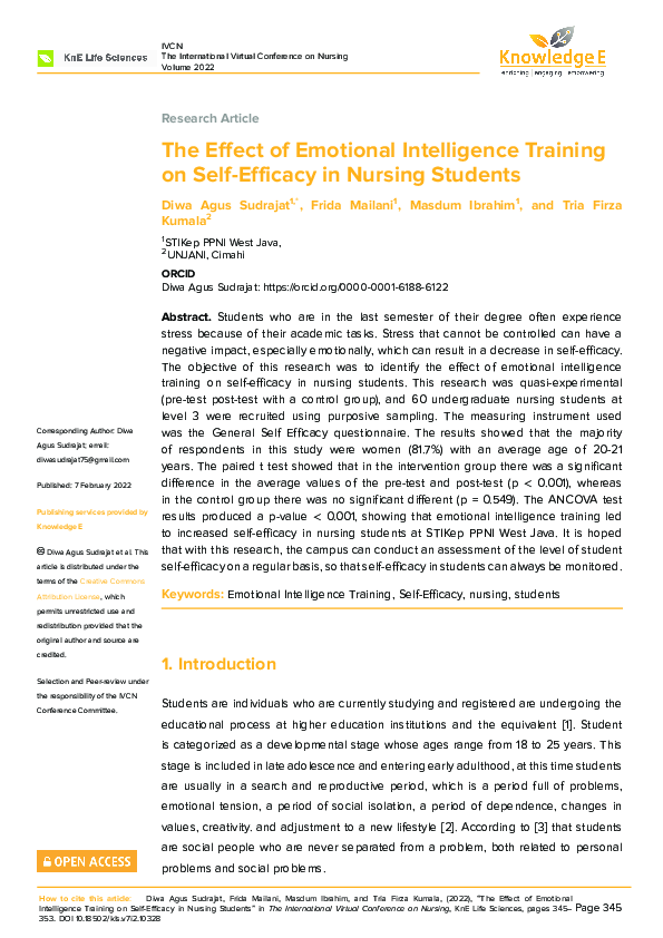 (PDF) The Effect of Emotional Intelligence Training on Self-Efficacy in ...