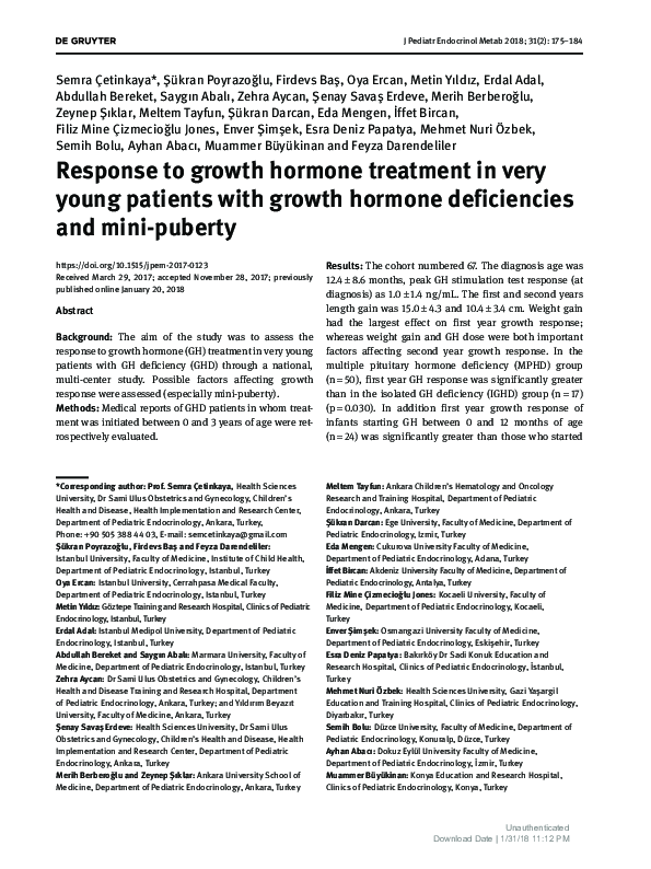 (PDF) Response to growth hormone treatment in very young patients with ...