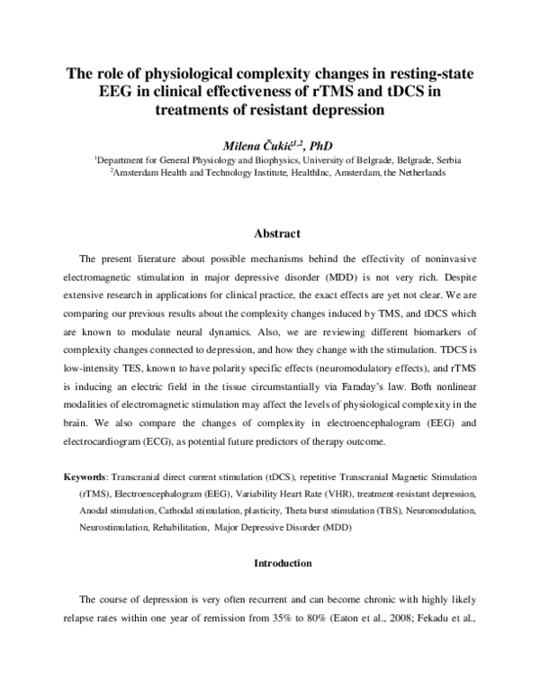 (PDF) The Reason Why rTMS and tDCS Are Efficient in Treatments of ...
