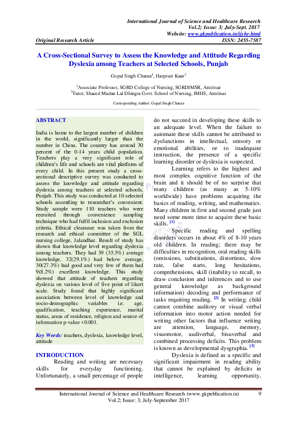 (PDF) A Cross-Sectional Survey to Assess the Knowledge and Attitude ...