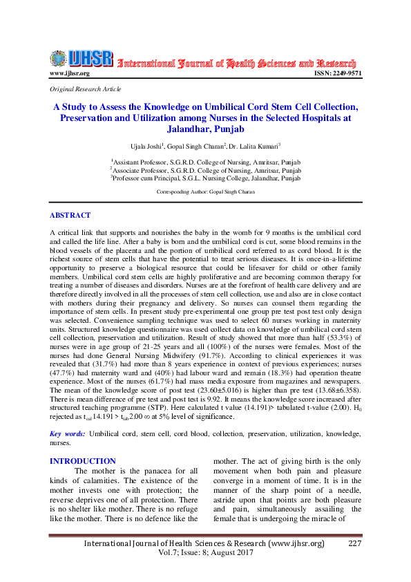 (PDF) International Journal of Health Sciences and Research