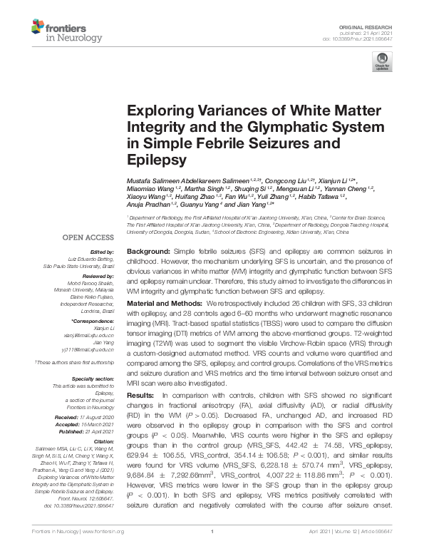 (PDF) Exploring Variances of White Matter Integrity and the Glymphatic ...