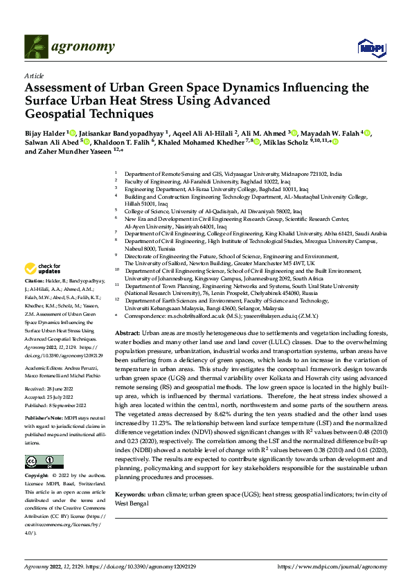 (PDF) Assessment of Urban Green Space Dynamics Influencing the Surface ...