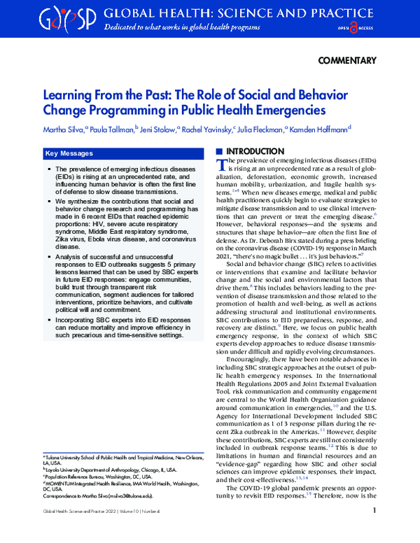 (PDF) Learning From the Past: The Role of Social and Behavior Change ...