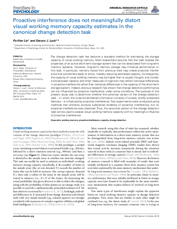 (PDF) Proactive Interference Does Not Meaningfully Distort Visual ...