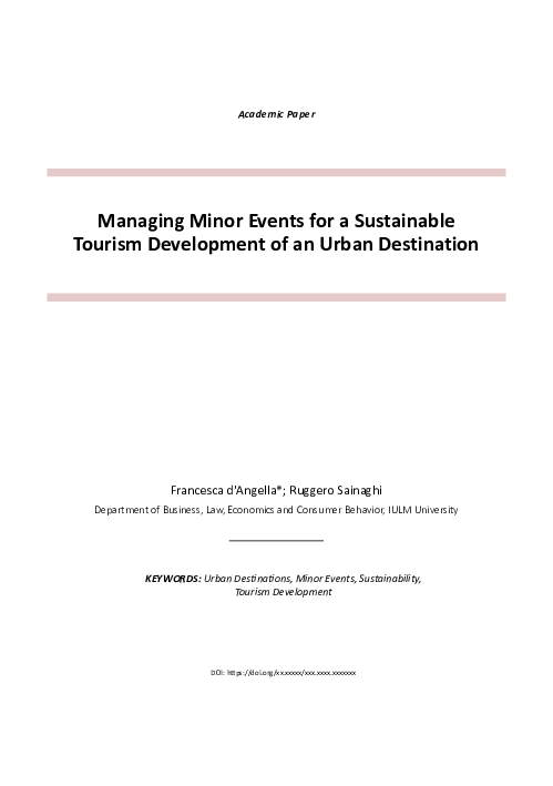 (PDF) Managing Minor Events for a Sustainable Tourism Development of an ...