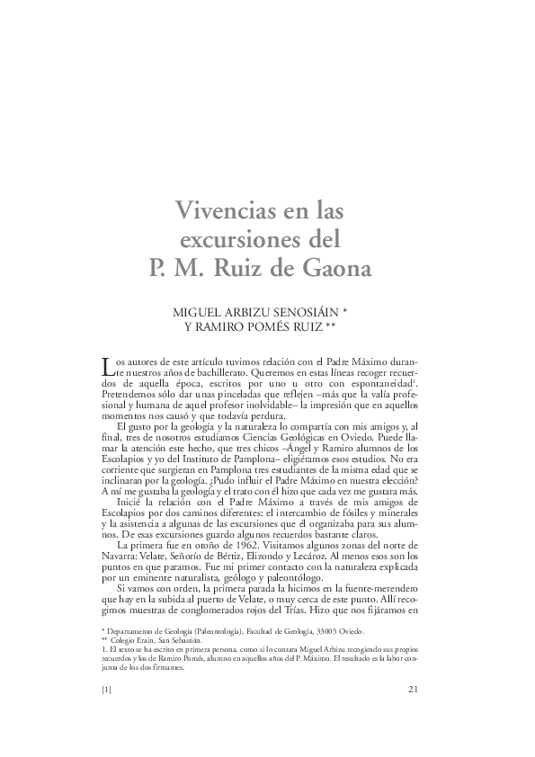 (PDF) Vivencias en las excursiones del P. M. Ruiz de Gaona Ramiro