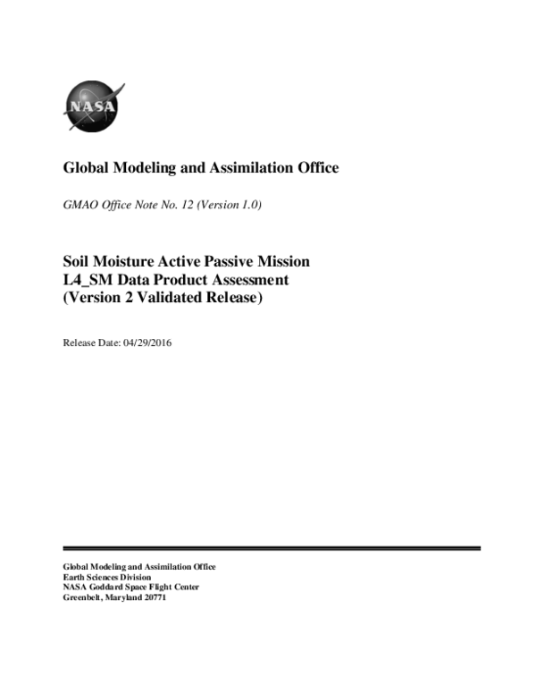 (PDF) Assessment of SMAP Level 4 Soil Moisture Product