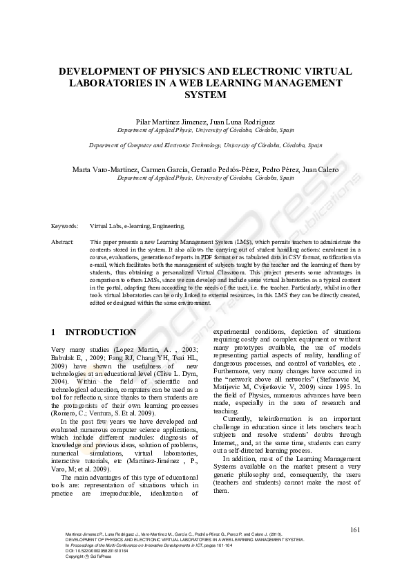 (PDF) Development of Physics and Electronic Virtual Laboratories in a ...