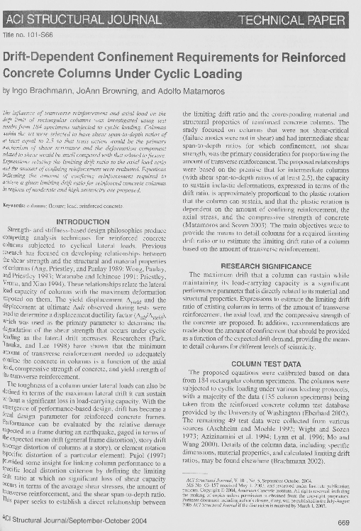(PDF) Drift-Dependent Confinement Requirements for Reinforced Concrete ...