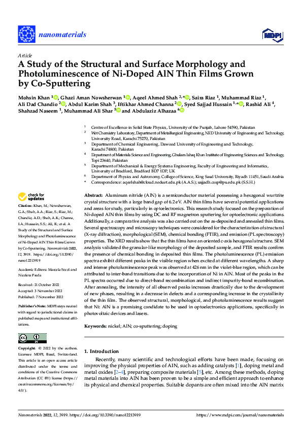 (PDF) A Study of the Structural and Surface Morphology and ...