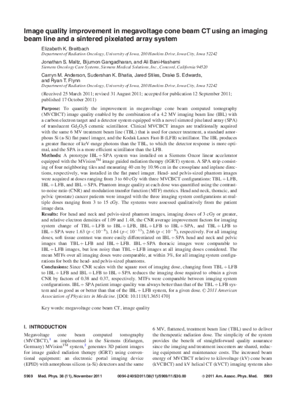 (PDF) Image quality improvement in megavoltage cone beam CT using an ...