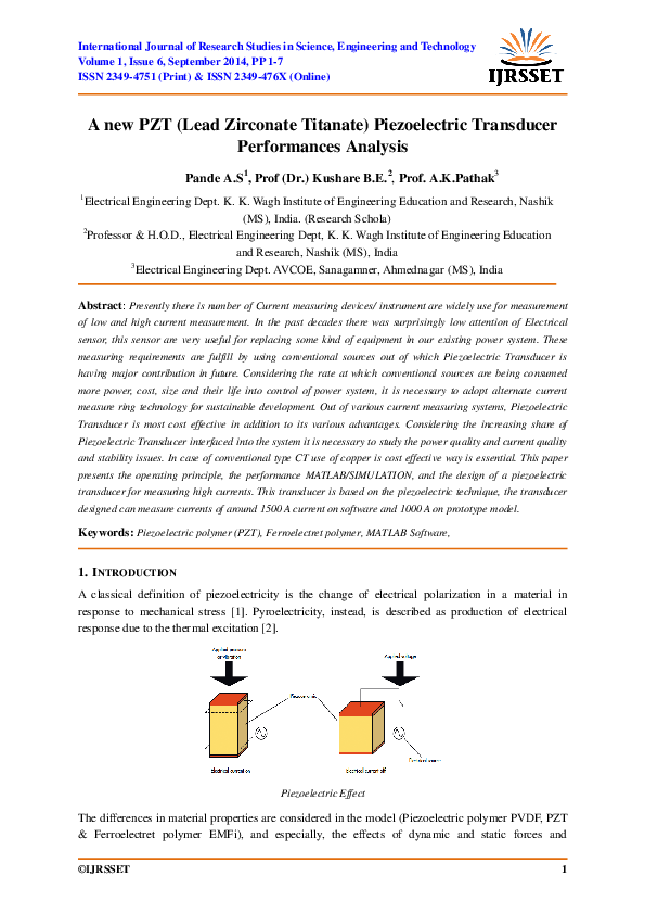 (PDF) A new PZT (Lead Zirconate Titanate) Piezoelectric Transducer
