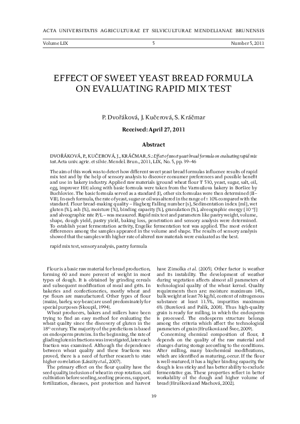(PDF) Effect of sweet yeast bread formula on evaluating rapid mix test