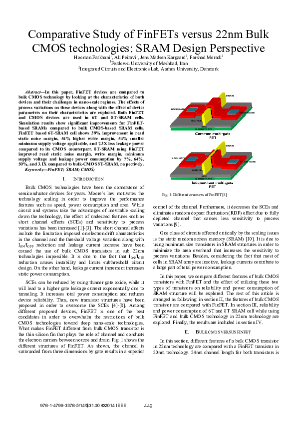 (PDF) Comparative study of FinFETs versus 22nm bulk CMOS technologies ...
