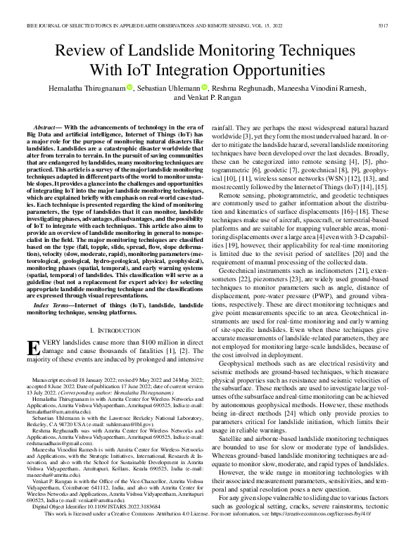 (PDF) Review of Landslide Monitoring Techniques With IoT Integration ...