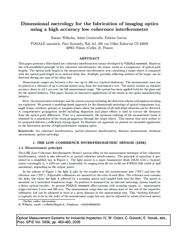 (PDF) Dimensional metrology for the fabrication of imaging optics using ...