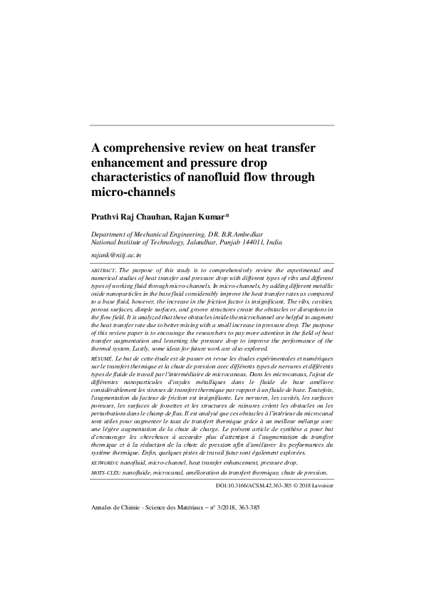 (PDF) A comprehensive review on heat transfer enhancement and pressure ...