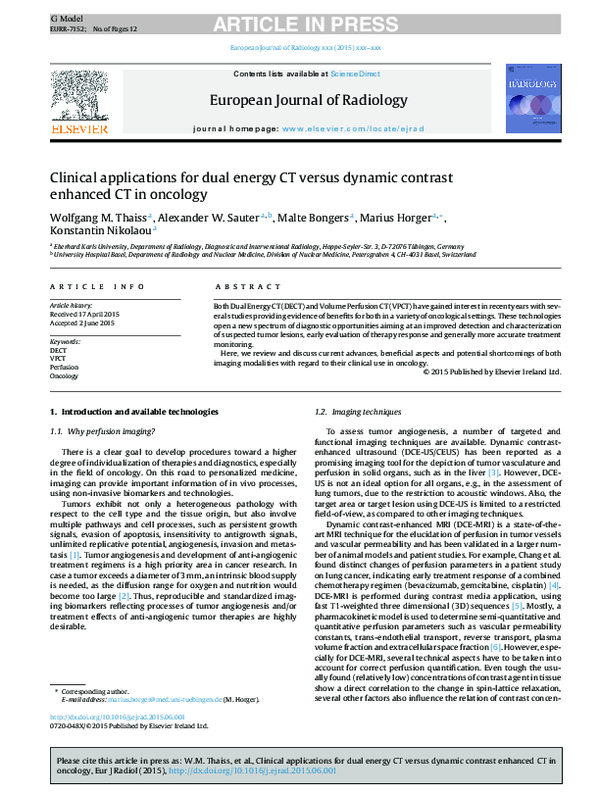 (PDF) Clinical applications for dual energy CT versus dynamic contrast ...