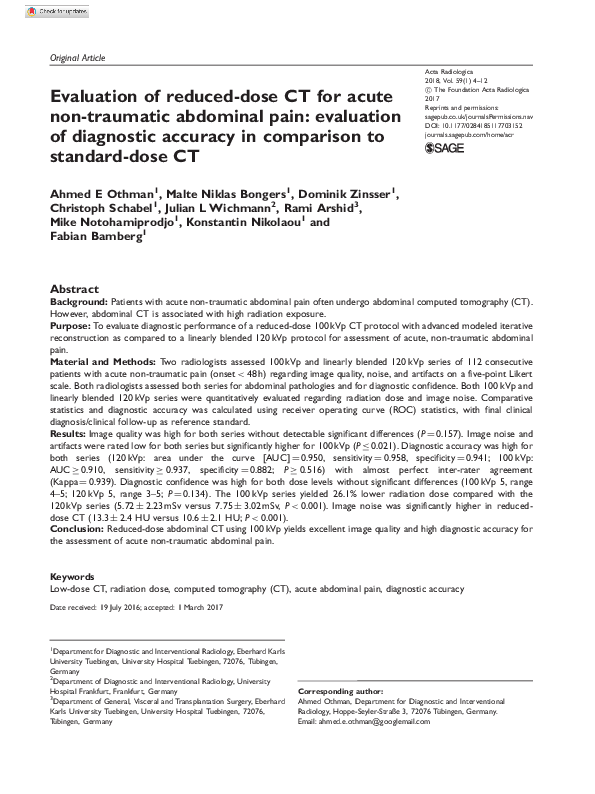 (PDF) Evaluation of reduced-dose CT for acute non-traumatic abdominal ...