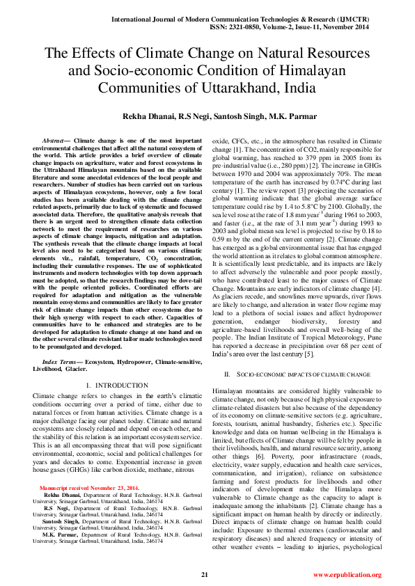 (PDF) The Effects of Climate Change on Natural Resources and Socio ...