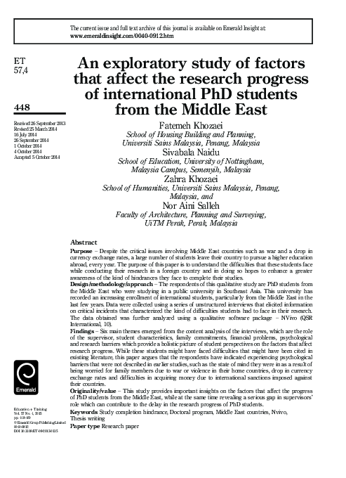 (PDF) An exploratory study of factors that affect the research progress ...